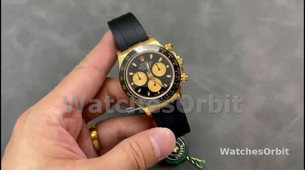 Replica Rolex Daytona 40mm Heren-116518LN-Zwarte wijzerplaat-Rubberband Zwart