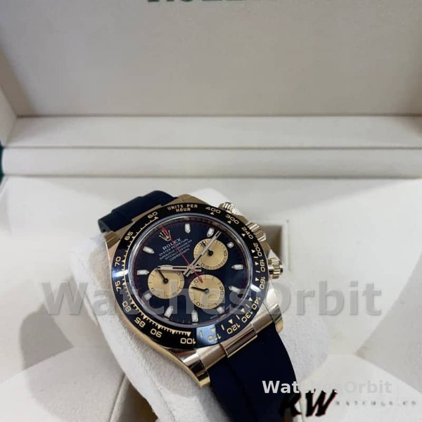 Replica Rolex Daytona 40mm Heren-116518LN-Zwarte wijzerplaat-Rubberband Zwart