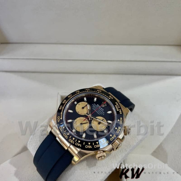 Replica Rolex Daytona 40mm Heren-116518LN-Zwarte wijzerplaat-Rubberband Zwart