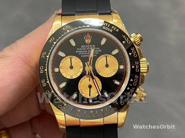 Replica Rolex Daytona 40mm Heren-116518LN-Zwarte wijzerplaat-Rubberband Zwart
