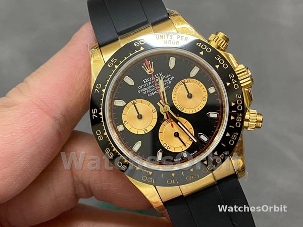 Replica Rolex Daytona 40mm Heren-116518LN-Zwarte wijzerplaat-Rubberband Zwart