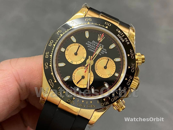 Replica Rolex Daytona 40mm Heren-116518LN-Zwarte wijzerplaat-Rubberband Zwart