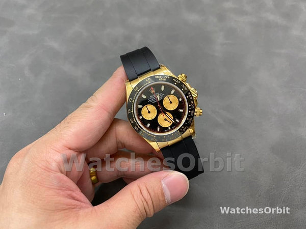 Replica Rolex Daytona 40mm Heren-116518LN-Zwarte wijzerplaat-Rubberband Zwart