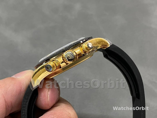 Replica Rolex Daytona 40mm Heren-116518LN-Zwarte wijzerplaat-Rubberband Zwart
