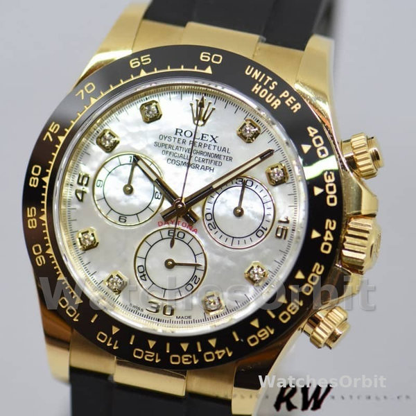Mens Rolex Daytona 40mm Mens-116518LN-Rubber Strap-MOP Diamond Dial MOP Diamond Replica Image