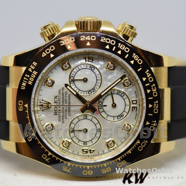 Mens Rolex Daytona 40mm Mens-116518LN-Rubber Strap-MOP Diamond Dial MOP Diamond Replica Image