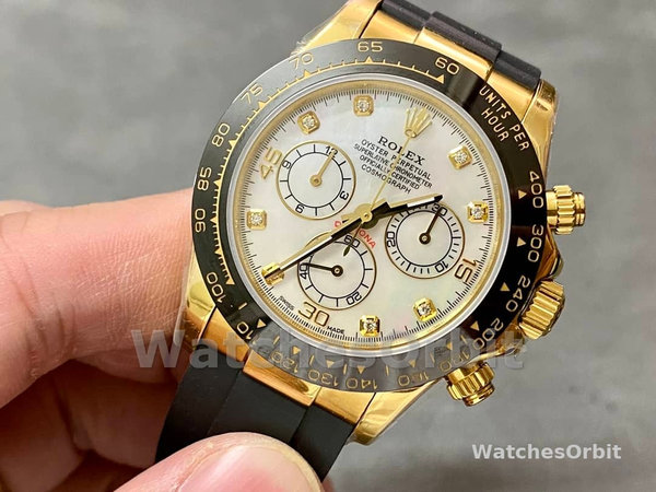 Mens Rolex Daytona 40mm Mens-116518LN-Rubber Strap-MOP Diamond Dial MOP Diamond Replica Image