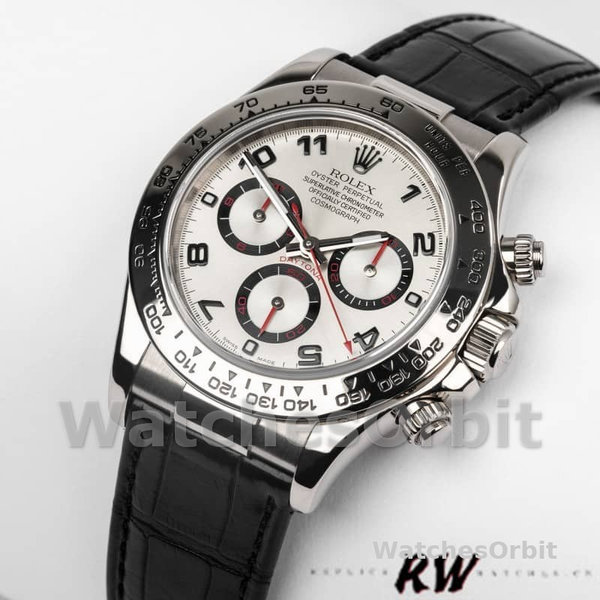 Men's Rolex Daytona 40mm Men's-116519-Black Alligator Leather Strap-Silver Dial Silver