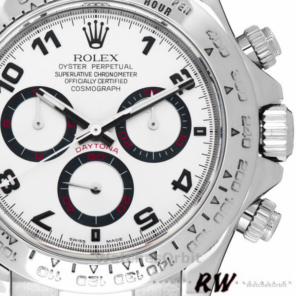 Men's Rolex Daytona 40mm Men's-116519-Black Alligator Leather Strap-White Dial White