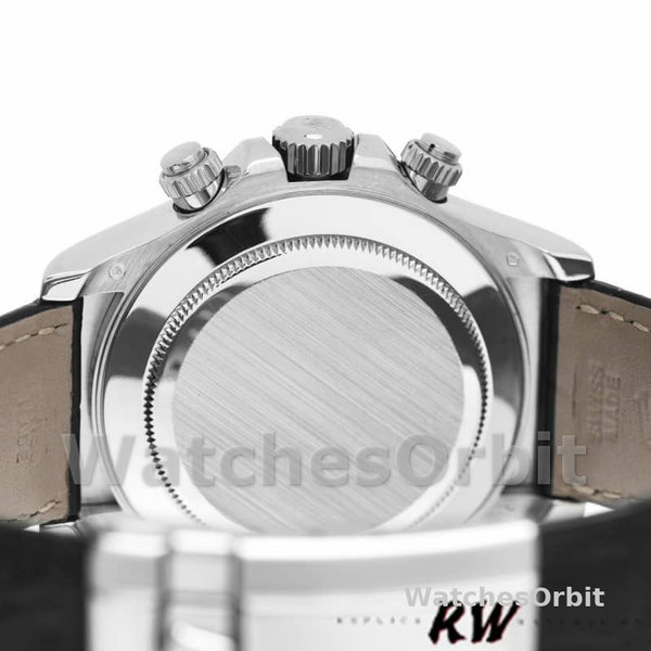 Replica Rolex Daytona 40mm Heren-116519-Zwarte krokodillenleren band-Witte wijzerplaat Wit