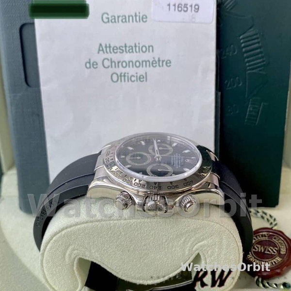 Rolex Daytona 116519 Black Dial Black Rubber strap 40mm Mens Replica Watch