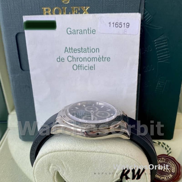 Rolex Daytona 116519 Black Dial Black Rubber strap 40mm Mens Replica Watch