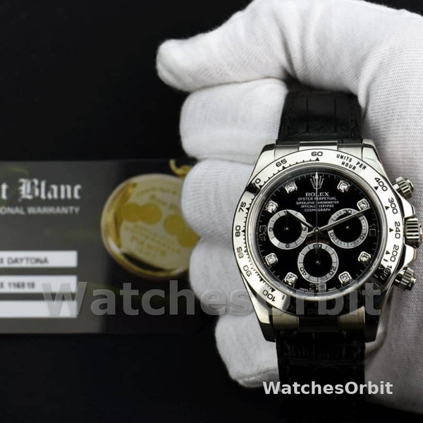 Men's Rolex Daytona 40mm Men's-116519-Black Diamonds Dial Black Diamonds<br />