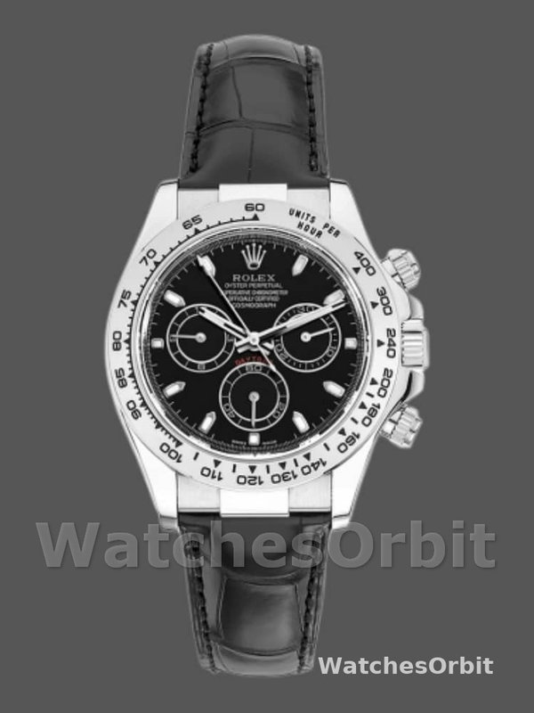 Rolex Daytona 116519 Black Leather strap Black Dial 40mm Mens Replica Watch