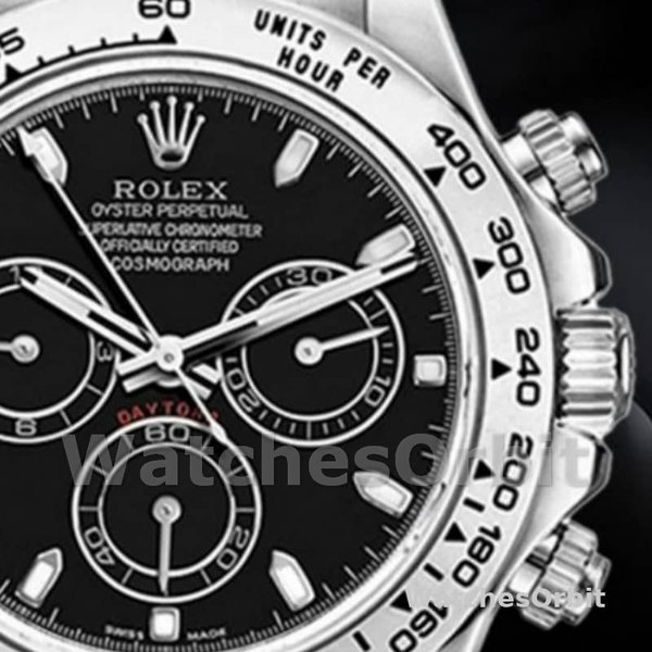 Replica Rolex Daytona 40mm Heren-116519-Zwarte Lederen Band-Zwarte Wijzerplaat Zwart<br />