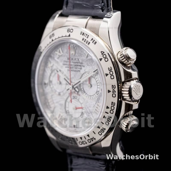 Replica Rolex Daytona 40mm Heren-116519-Zwarte Leren Band-Meteoriet Wijzerplaat Meteoriet