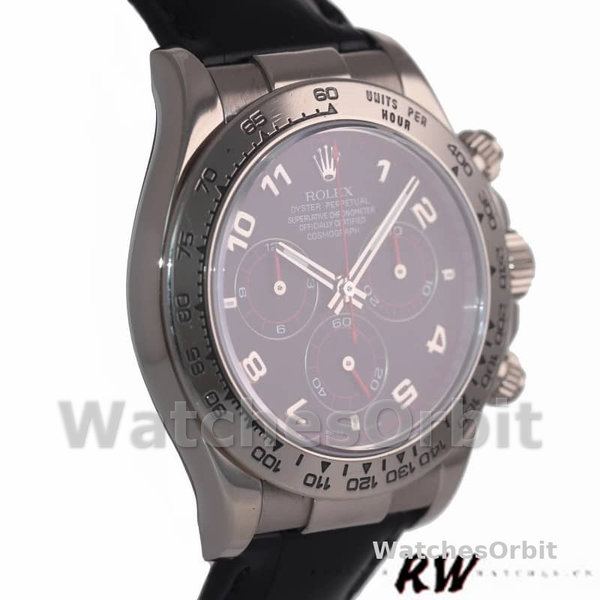 Men's Rolex Daytona 40mm Men's-116519-Black Racing Dial-Leather Strap Black<br />