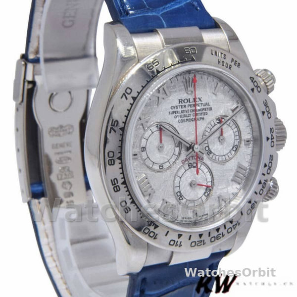 Replica Rolex Daytona 40mm Heren-116519-Blauwe Leren Band-Meteoriet Wijzerplaat Meteoriet