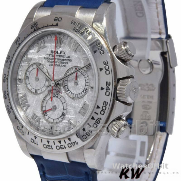 Replica Rolex Daytona 40mm Heren-116519-Blauwe Leren Band-Meteoriet Wijzerplaat Meteoriet
