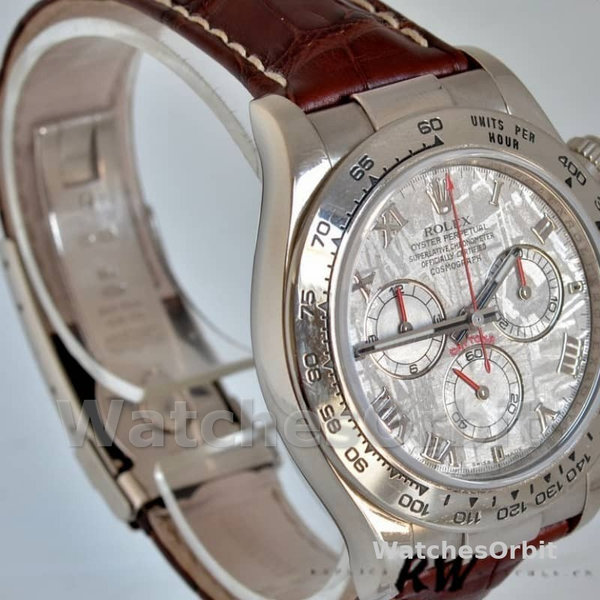 Men's Rolex Daytona 40mm Men's-116519-Brown Leather Strap-Meteorite Dial Meteorite