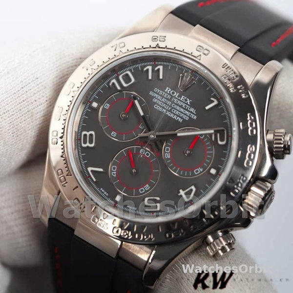 Replica Rolex Daytona 40mm Uomo-116519-Calrante grigio-Chiave di gomma neraCinturino grigio