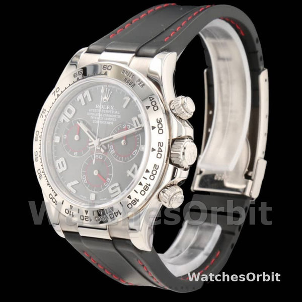 Replica Rolex Daytona 40mm Uomo-116519-Calrante grigio-Chiave di gomma neraCinturino grigio