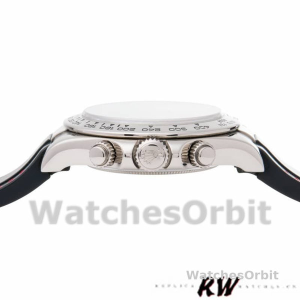 Replica Rolex Daytona 40mm Uomo-116519-Calrante grigio-Chiave di gomma neraCinturino grigio