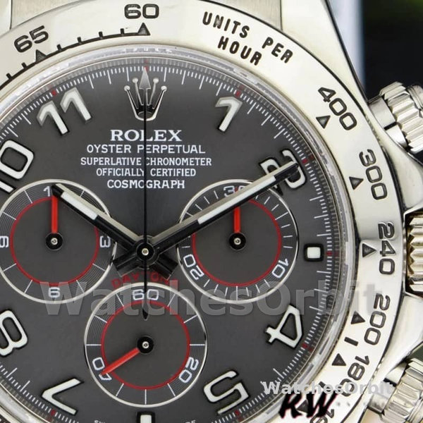 Replica Rolex Daytona 40mm Heren-116519-Grijze Wijzerplaat-Bruin Lederen Band Grijs<br />
