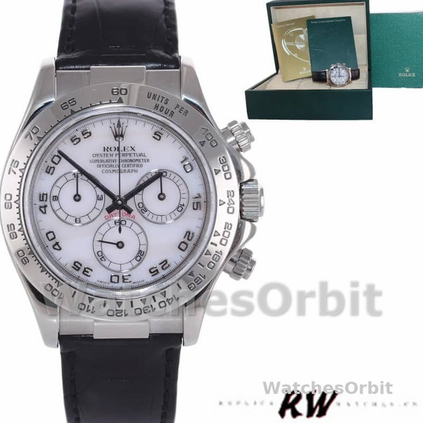 Men's Rolex Daytona 40mm Men's-116519-Mother of Pearl-Arabic Dial White