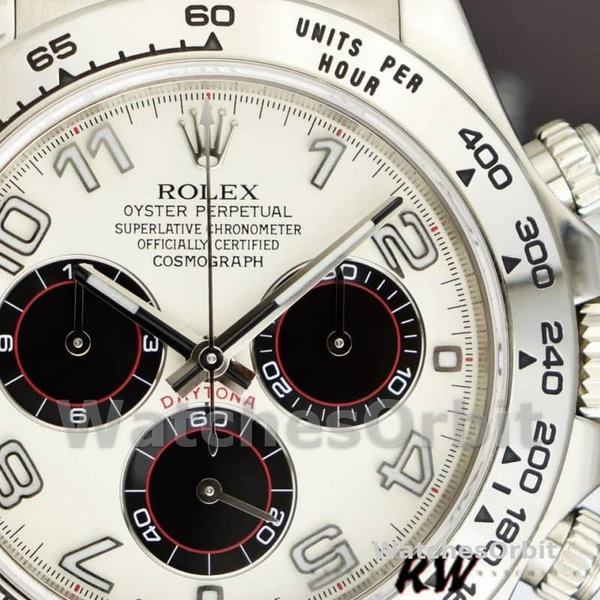 Replica Rolex Daytona 40mm Heren-116519-Panda Wijzerplaat-Zwart Leren Band Wit