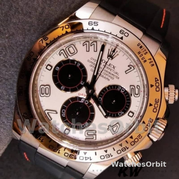 Replica Rolex Daytona 40mm Heren-116519-Panda Wijzerplaat-Zwarte Rubber Band Wit