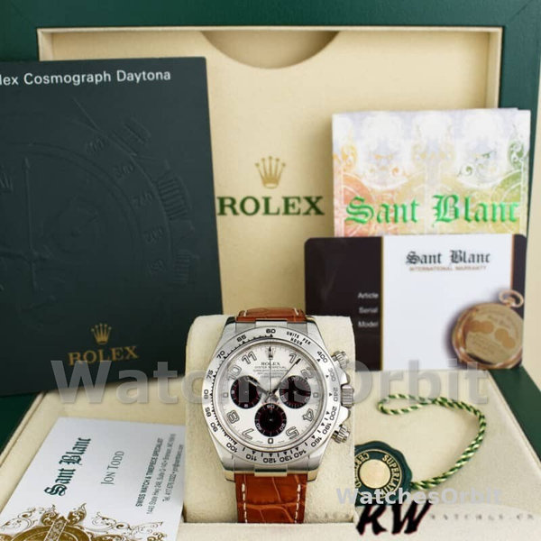 Replica Rolex Daytona 40mm Heren-116519-Panda Wijzerplaat-Bruin Lederen Band Wit
