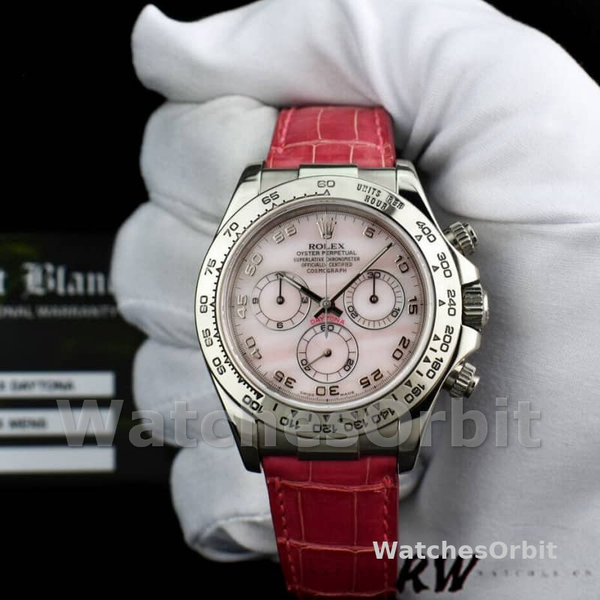 Men's Rolex Daytona 40mm Men's-116519-Rose MOP-Arabic-Pink Strap Pink MOP<br />