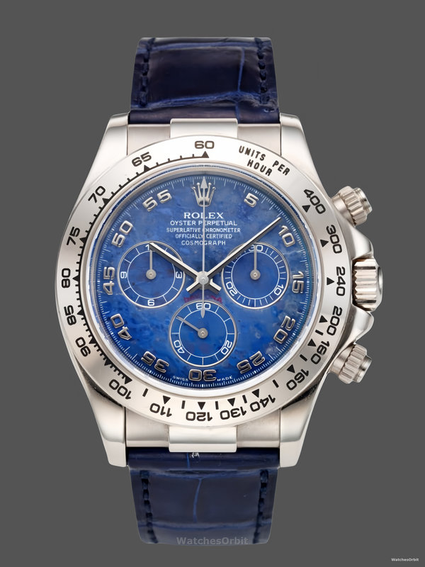 Rolex Daytona 116519 Sodalite Arabic Dial Blue Alligator Leather 40mm Mens Replica Watch