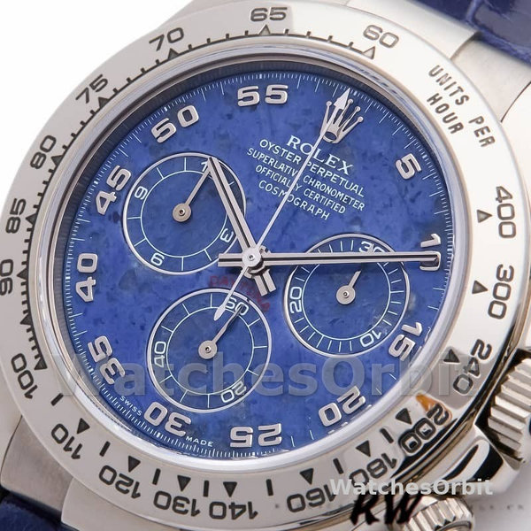 Replica Rolex Daytona 40mm Heren-116519-Sodaliet Arabic Dial-Blauw Alligatorleer Sodaliet Arabisch