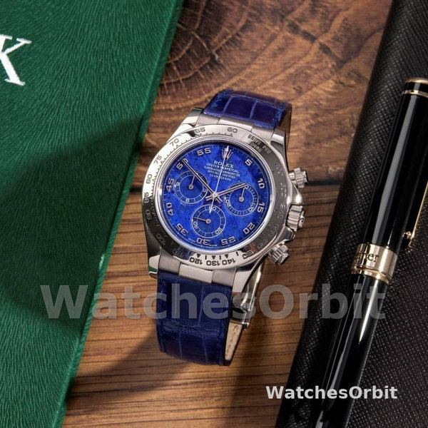 Replica Rolex Daytona 40mm Heren-116519-Sodaliet Arabic Dial-Blauw Alligatorleer Sodaliet Arabisch