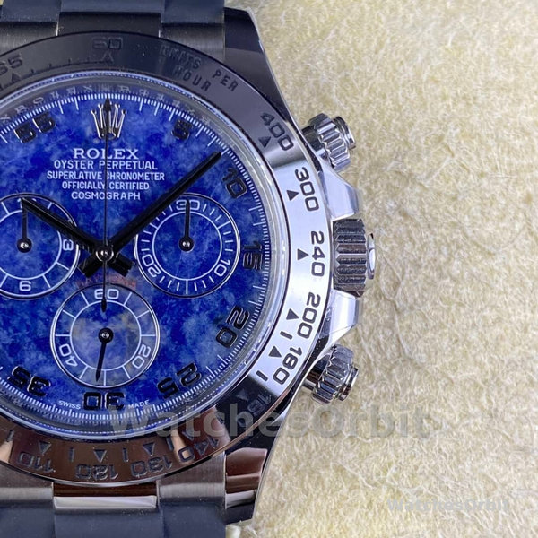 Replica Rolex Daytona 40mm Heren-116519-Sodaliet Arabic Dial-Blauw Alligatorleer Sodaliet Arabisch