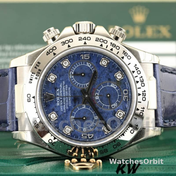 Men's Rolex Daytona 40mm Men's-116519-Sodalite-Diamonds Dial Grey<br />