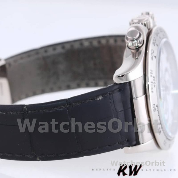 Replica Rolex Daytona 40mm Heren-116519-Witte Arabische Wijzerplaat-Zwarte Leren Band Witte Arabische