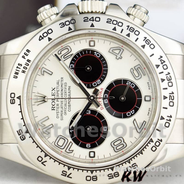 Replica Rolex Daytona 40mm Heren-116519-Witte Wijzerplaat-Zwarte Ogen Wit