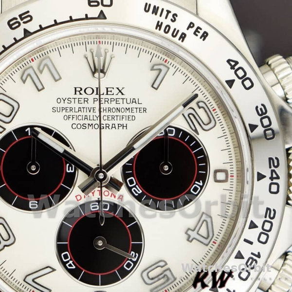Replica Rolex Daytona 40mm Heren-116519-Witte Wijzerplaat-Zwarte Ogen Wit