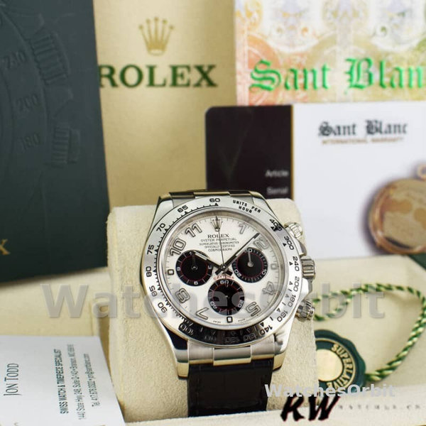 Replica Rolex Daytona 40mm Heren-116519-Witte Wijzerplaat-Zwarte Ogen Wit