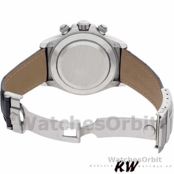 Replica Rolex Daytona 40mm Heren-116519-Witte wijzerplaat-Zwarte lederen band Wit