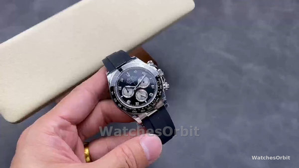 Men's Rolex Daytona 40mm Men's-116519-White Gold-Automatic-Black Dial-Diamonds Black Diamonds