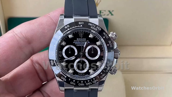 Rolex Daytona 116519 White Gold Automatic Black Dial Diamonds 40mm Mens Replica Watch