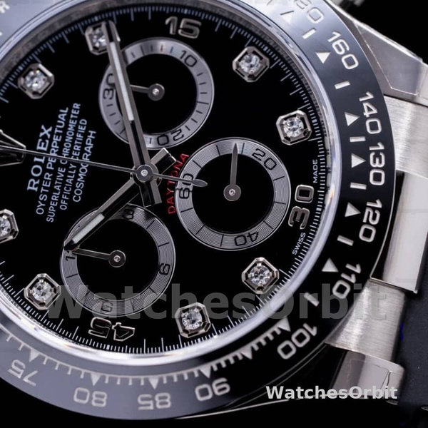 Rolex Daytona 116519 White Gold Automatic Black Dial Diamonds 40mm Mens Replica Watch