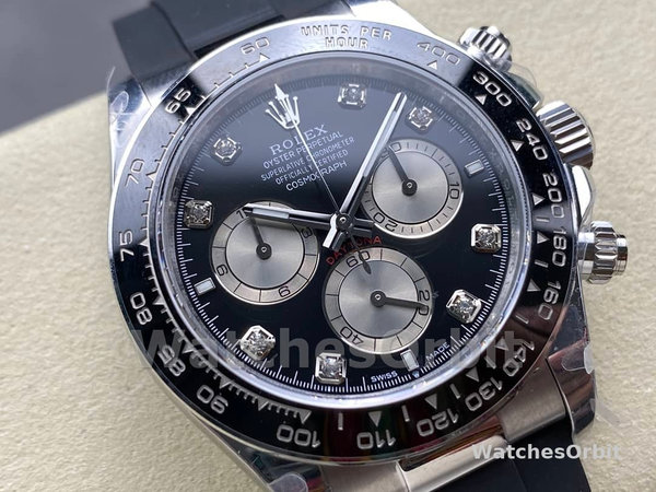 Rolex Daytona 116519 White Gold Automatic Black Dial Diamonds 40mm Mens Replica Watch