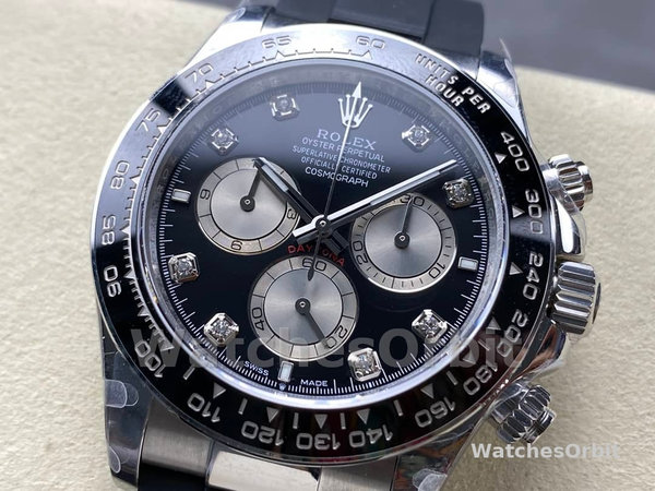Rolex Daytona 116519 White Gold Automatic Black Dial Diamonds 40mm Mens Replica Watch