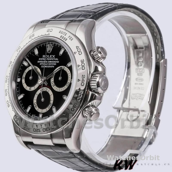 Men's Rolex Daytona 40mm Men's-116519-White Gold-Black Dial Black<br />