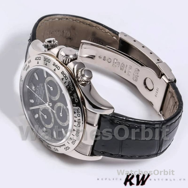 Replica Rolex Daytona 40mm Heren-116519-Witgoud-Zwarte Wijzerplaat Zwart<br />
